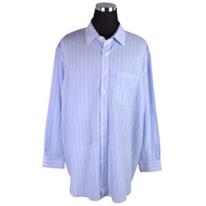 Brooks Brothers Mens Dress Shirt 19 34/35 Blue White Striped Cotton Blend